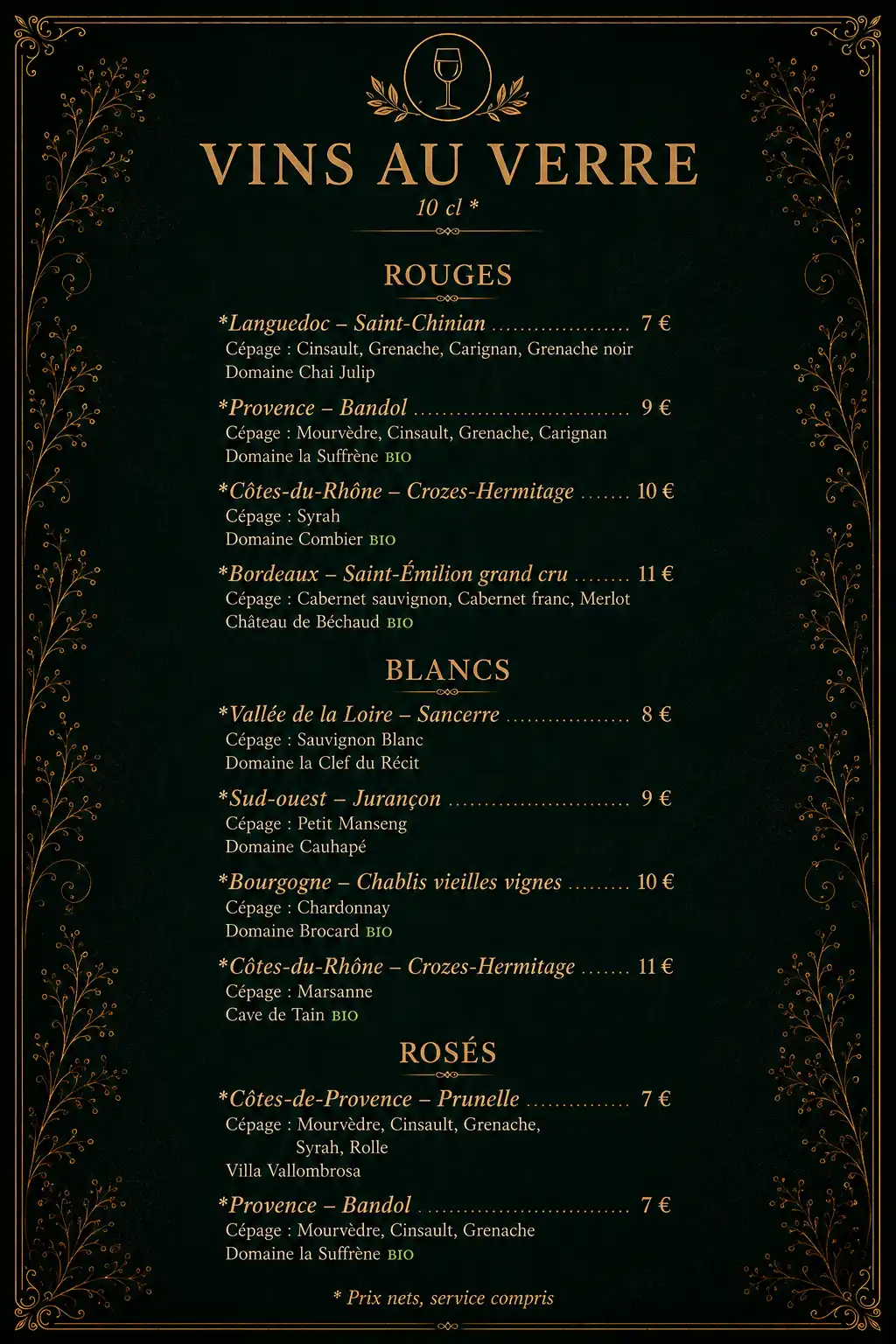 Vin restaurant à l'isle sur la sorgue